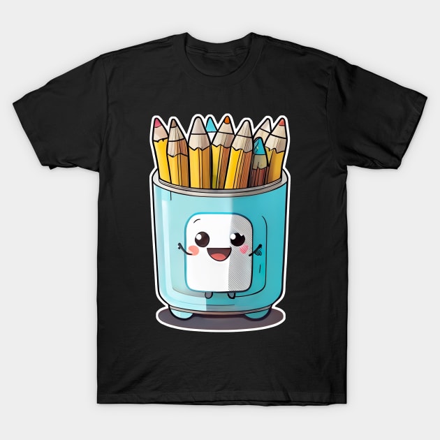 Back to school happy face pencil holder T-Shirt by Stickandteach